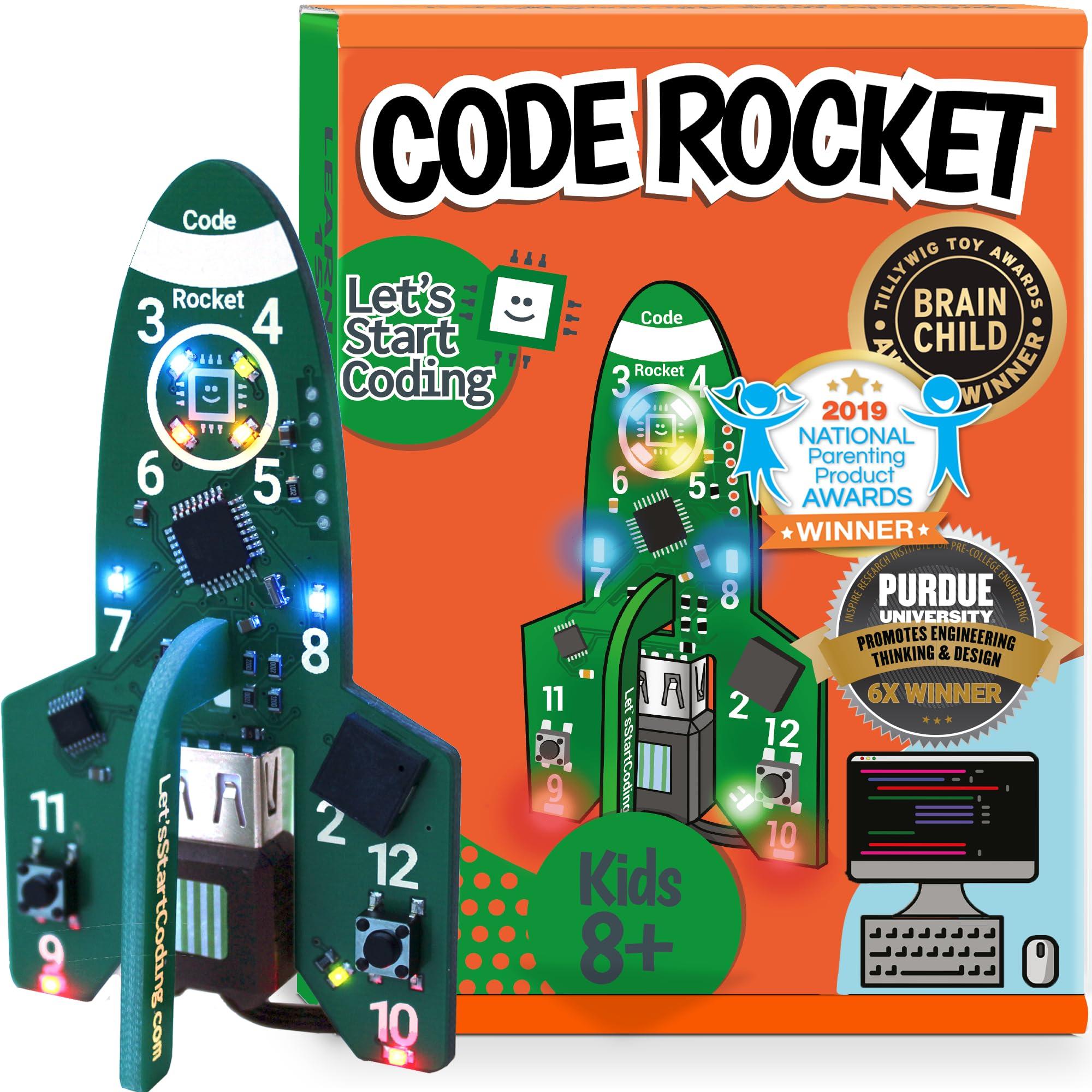 Let's Start Coding Code Rocket Coding Toy for Kids 8+. Girls & Boys Learn Block & Typed C++ Programming with Circuits. 20+ Space-Themed Projects Teach Code Hands-On. All-Inclusive Coding Game for Kids Ages 8-12+ & Teens