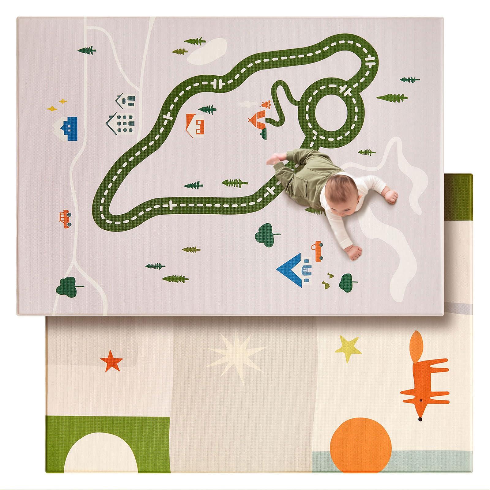 Tiny Land Tiny Land Baby Crawling Mat Reversible Baby Play Mat 78" X 55" Waterproof Non-Slip Larger Playmat Odorless Foam Floor Mat for Infants,Toddlers(Forest Wonders)