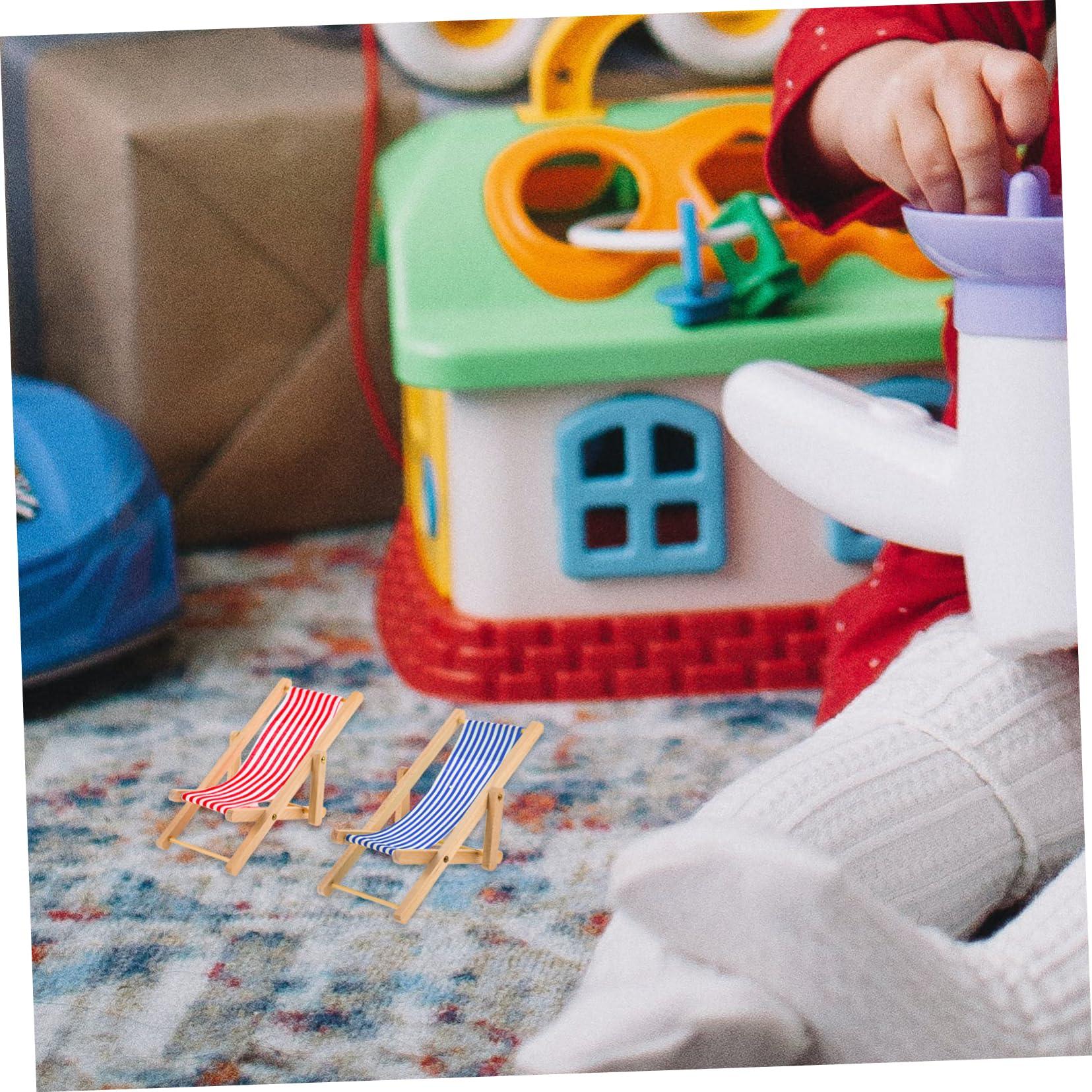 PRETYZOOM 6pcs Beach Chair Model Mini House Chair Model Miniature Chair Miniature Folding Chairs Folding Miniature Lounge Chair Mini Foldable Beach Chair Miniature Beach Chair Mini Ornament