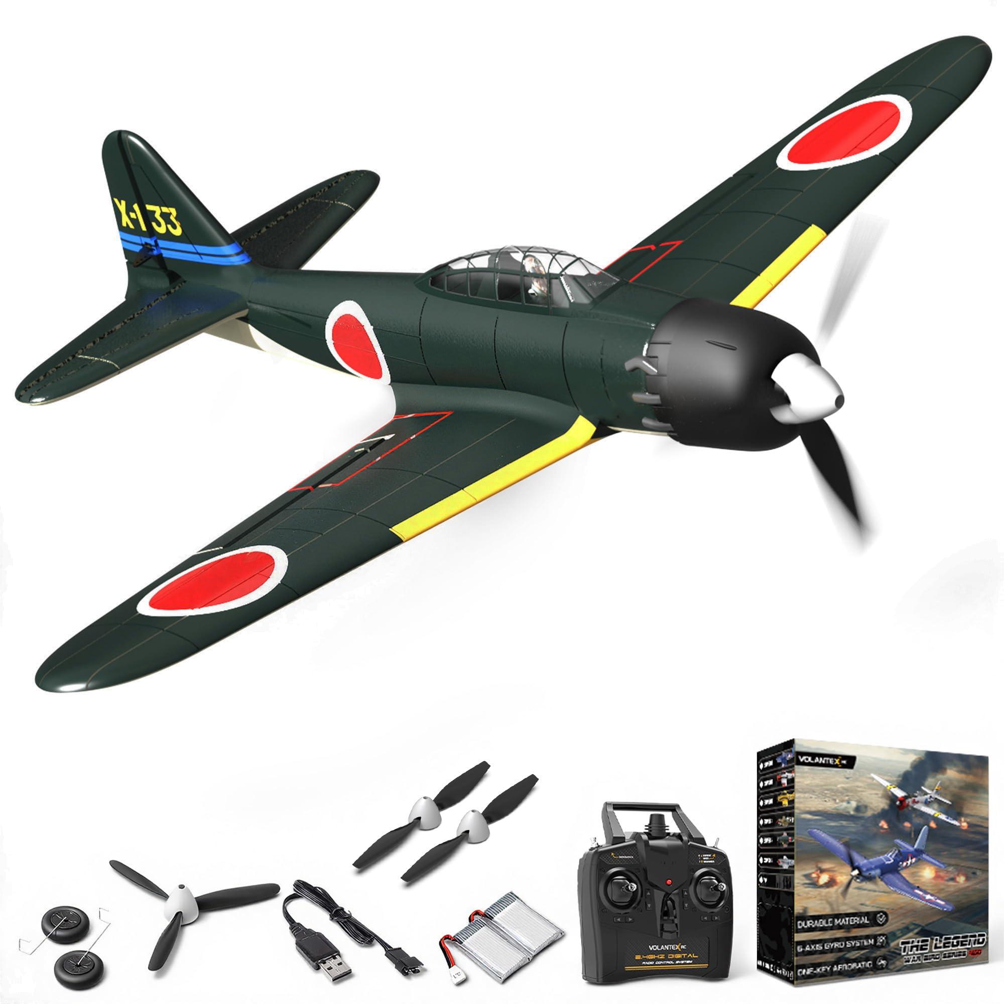 VOLANTEXRC VOLANTEXRC RC Plane for Beginners, 4CH WWII RC Airplane A6M Zero with Aileron, 2.4Ghz Remote Control Plane with Xpilot Self Righting&One Key Aerobatic, Gifts for Adults (761-15 RTF)