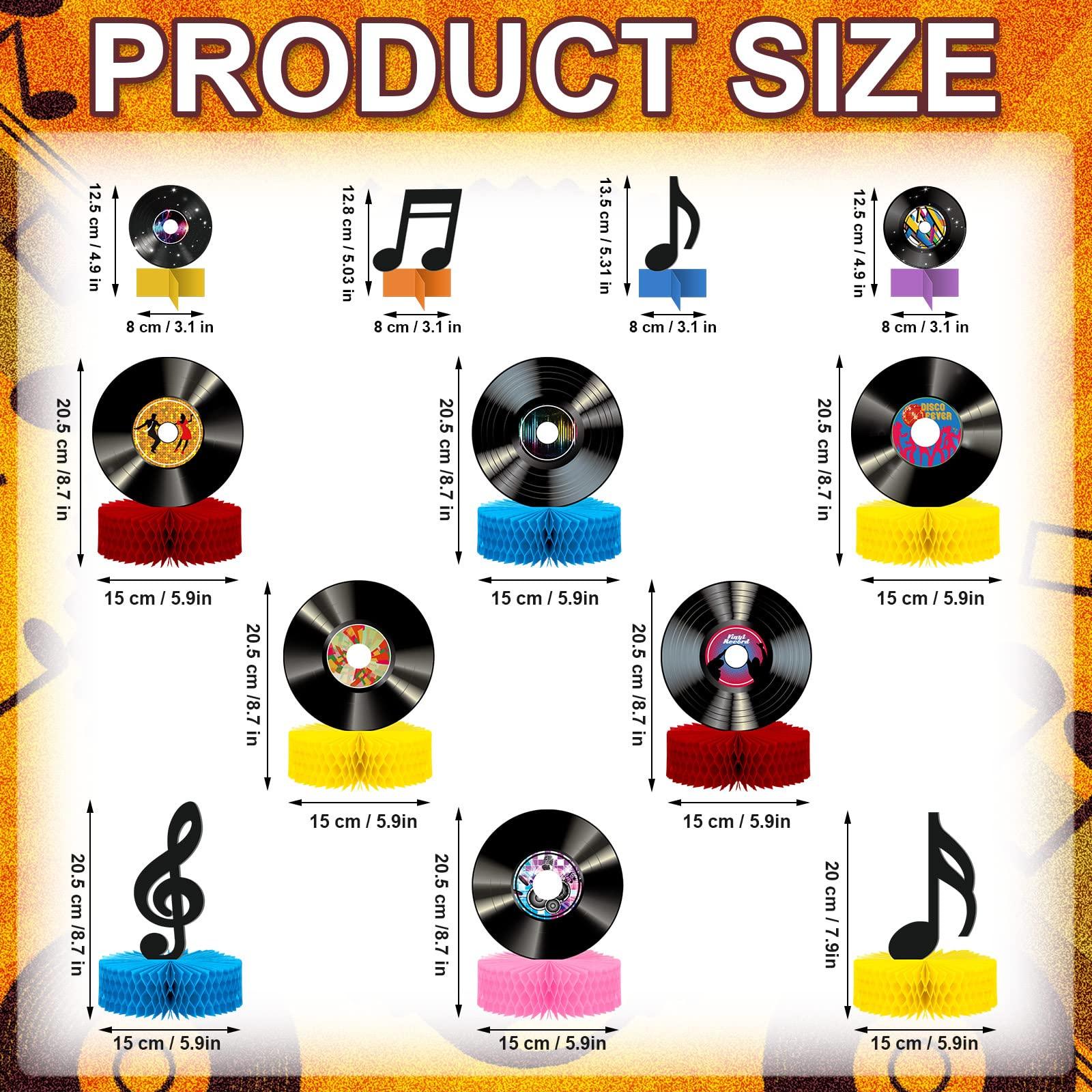 Eaasty 12 Pcs Vinyl Record Honeycomb Centerpieces 1950\'s Party Decorations Rock and Roll Music Party Supplies Record Retro Table Decor Record Note Room Decor Sign for 50s Theme Music Party Supplies Favors