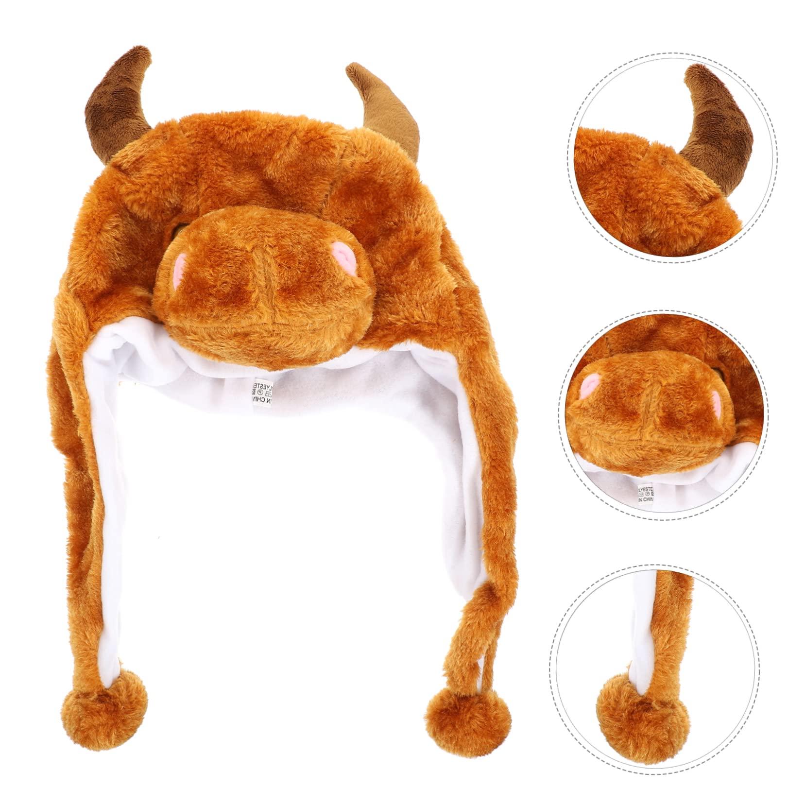 FAVOMOTO FAVOMOTO 1 x Cow Hat with Moving Ears Plush and Pp Cotton Winter for Children with Lights