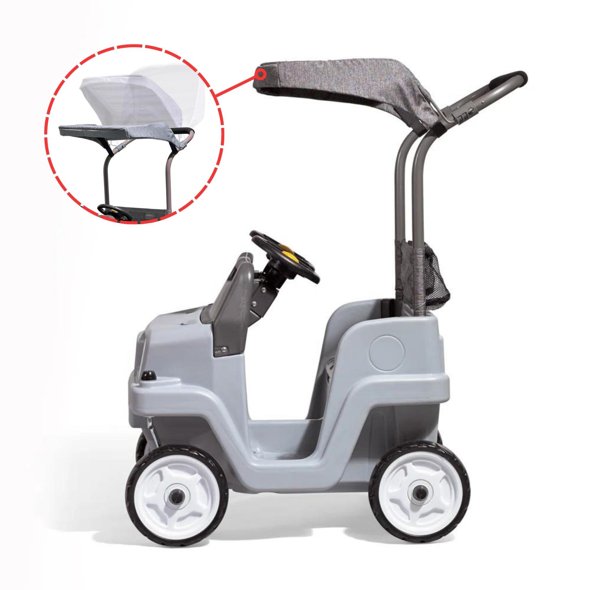 Step2 Step2 Side-by-Side Push Around SUV, Kids Push Car, 2 Seats, Stroller Substitute, Includes Seat Belts & Horns, Made of Durable Plastic, Max Weight 100 lbs., for Toddlers 1.5-5 Years Old, Gray