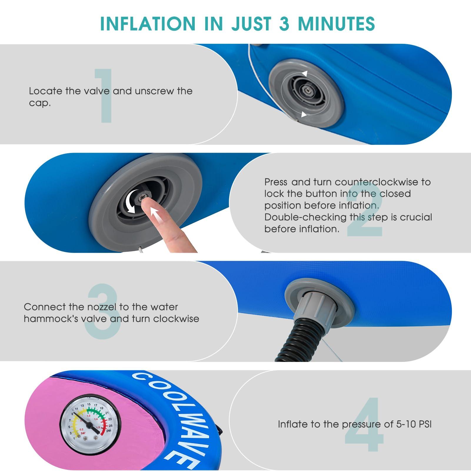 COOLWAVE COOLWAVE Inflatable Water Hammock Floating Dock, Inflatable Raft for Family and Friends, Float Ring for Parties, Fits Multiple People, 8'x8'(Magenta)