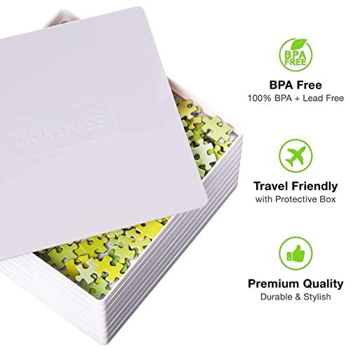 TIDYBOSS 2PK Tidyboss Puzzle Sorting Trays with Lid | Portable Jigsaw Puzzle Accessories Neutral Background Makes Pieces Stand Out Better | Black + White