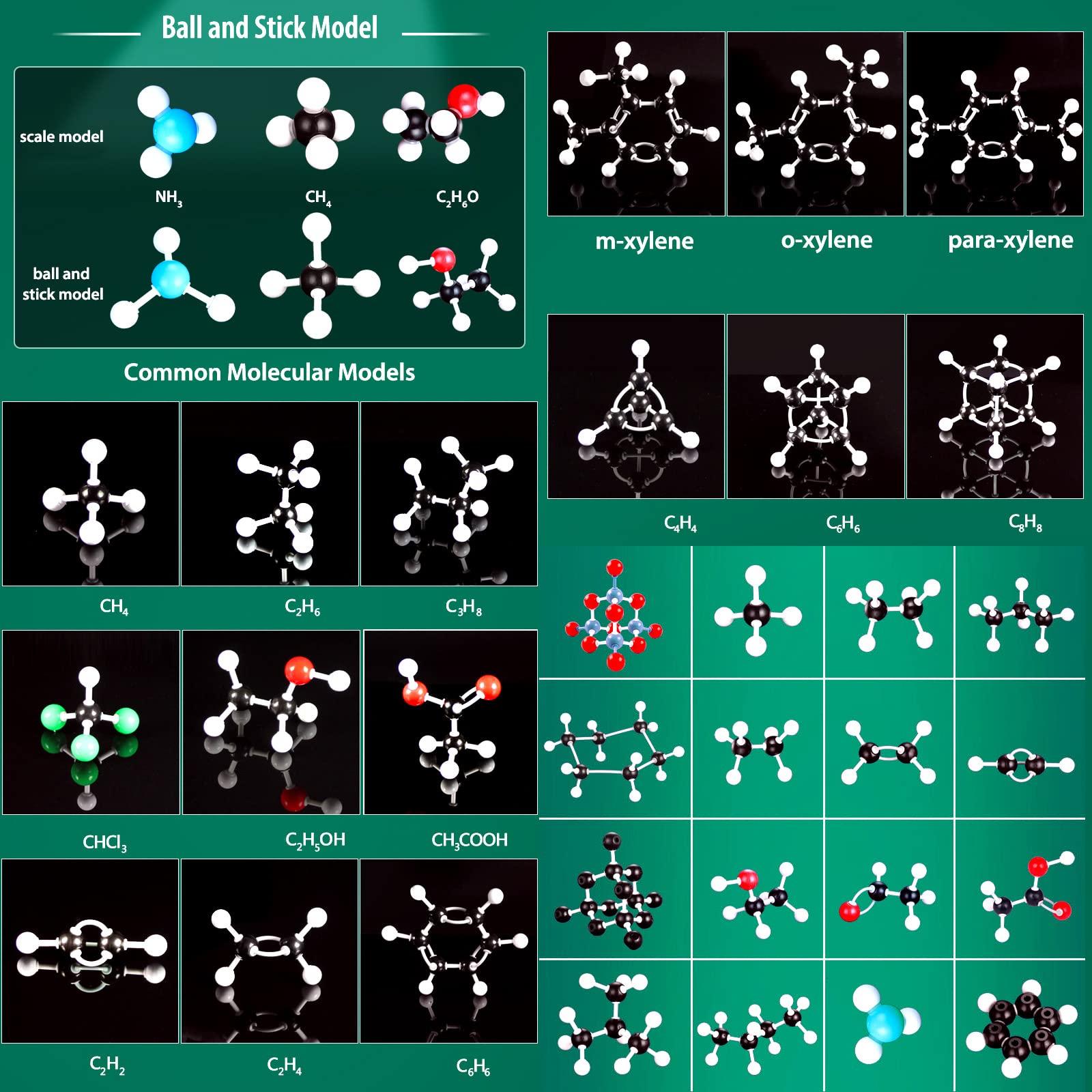 EXBEPE EXBEPE Comprehensive Chemistry Molecular Model Kit 406pc Organic and Inorganic STEM Set,Middle,High School,and College Supplies, Educational Science Set Learning Structure and Reactions Student Gifts