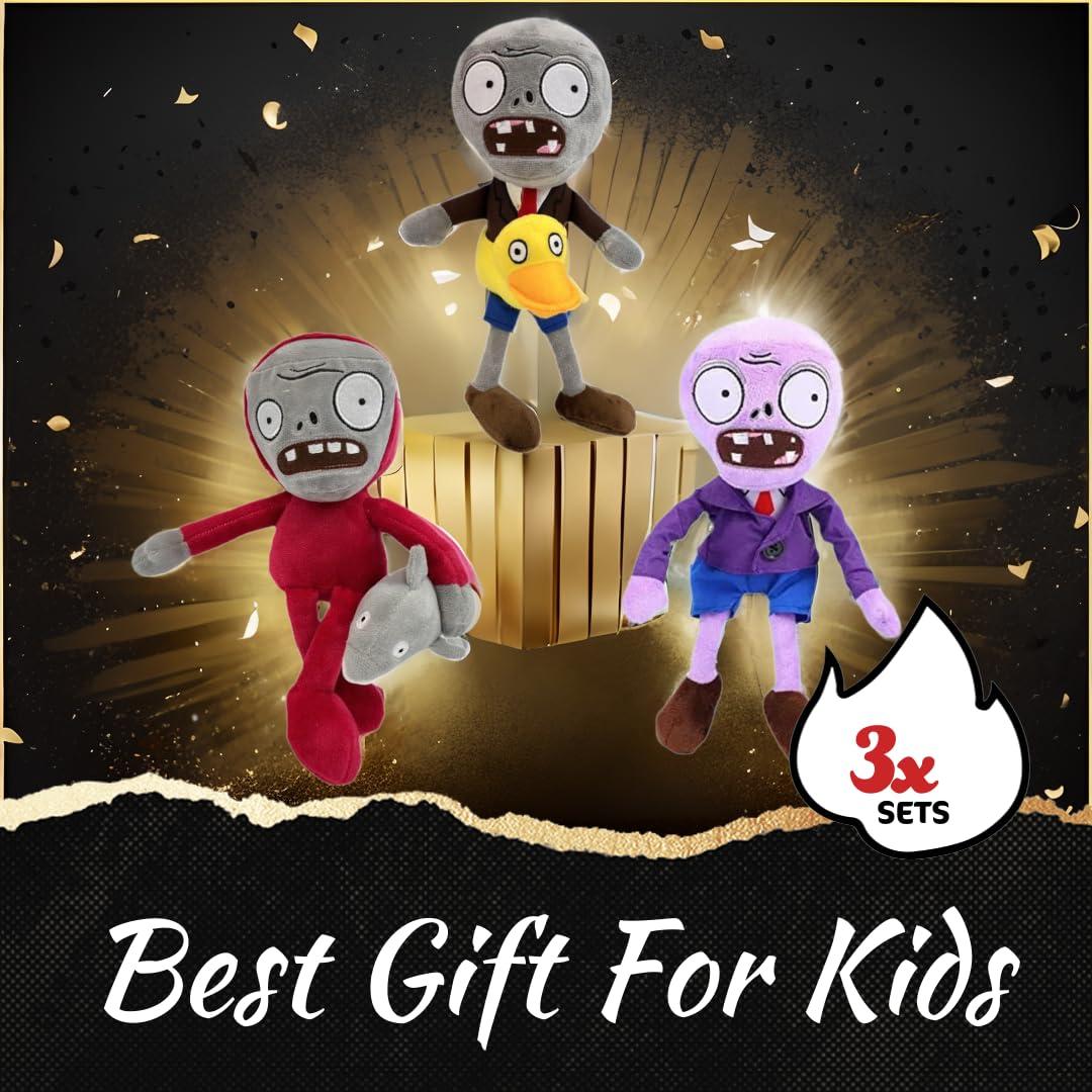Dyharnsty Dyharnsty 3Pcs Plants vs Zombies Plush Toys Zombie Sets,Brown Zombies Soft Figure Doll Plants vs Zombies Toys PVZ Plush for Birthday,Party,Halloween & Christmas