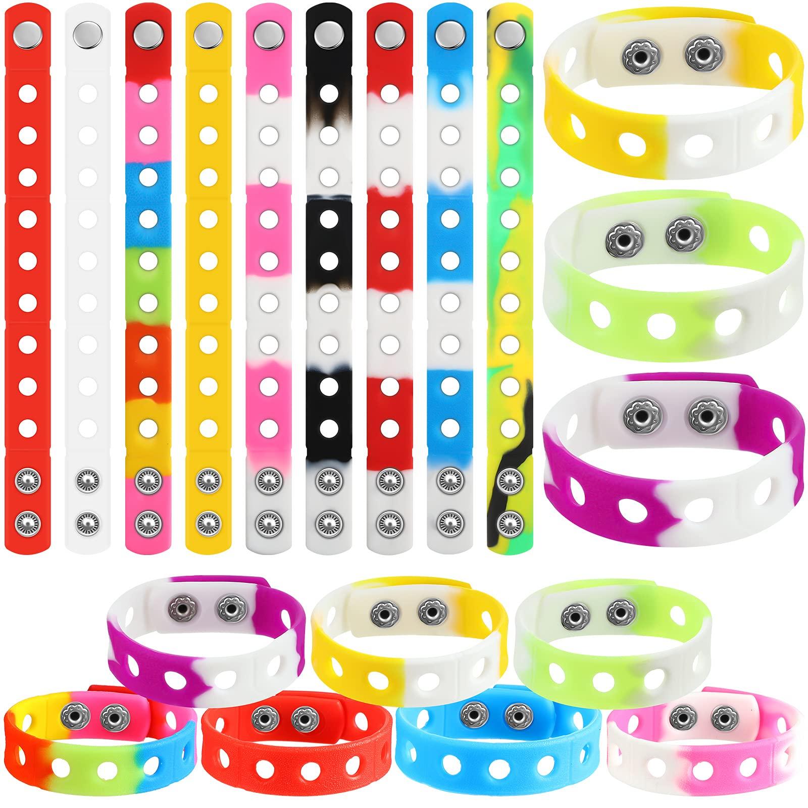 MTLEE MTLEE 36 Pieces Silicone Wristbands Adjustable Cute Wristbands for Girls Swimming Identify Shoe Birthday Presents, 12 Colors(7 Inch,Classic Color)