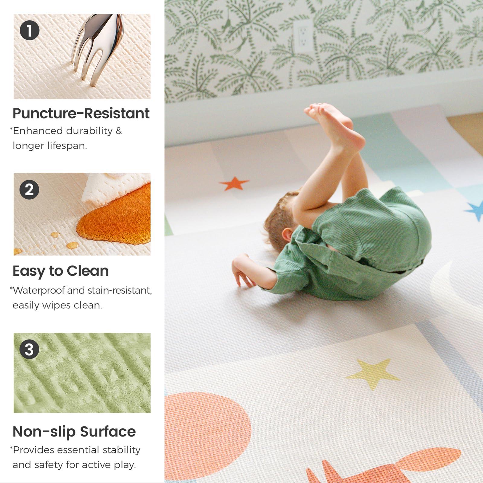 Tiny Land Tiny Land Baby Crawling Mat Reversible Baby Play Mat 78" X 55" Waterproof Non-Slip Larger Playmat Odorless Foam Floor Mat for Infants,Toddlers(Forest Wonders)