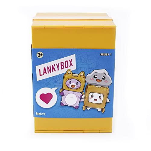 LankyBox LankyBox Giant Mystery Box: Wearable Boxy case, 2 Figures, one 6 Glow-in-The-Dark Plush, a Squishy , pop-it Fidget Toy, Canny with pop-Out Sticky, and 3 Stickers