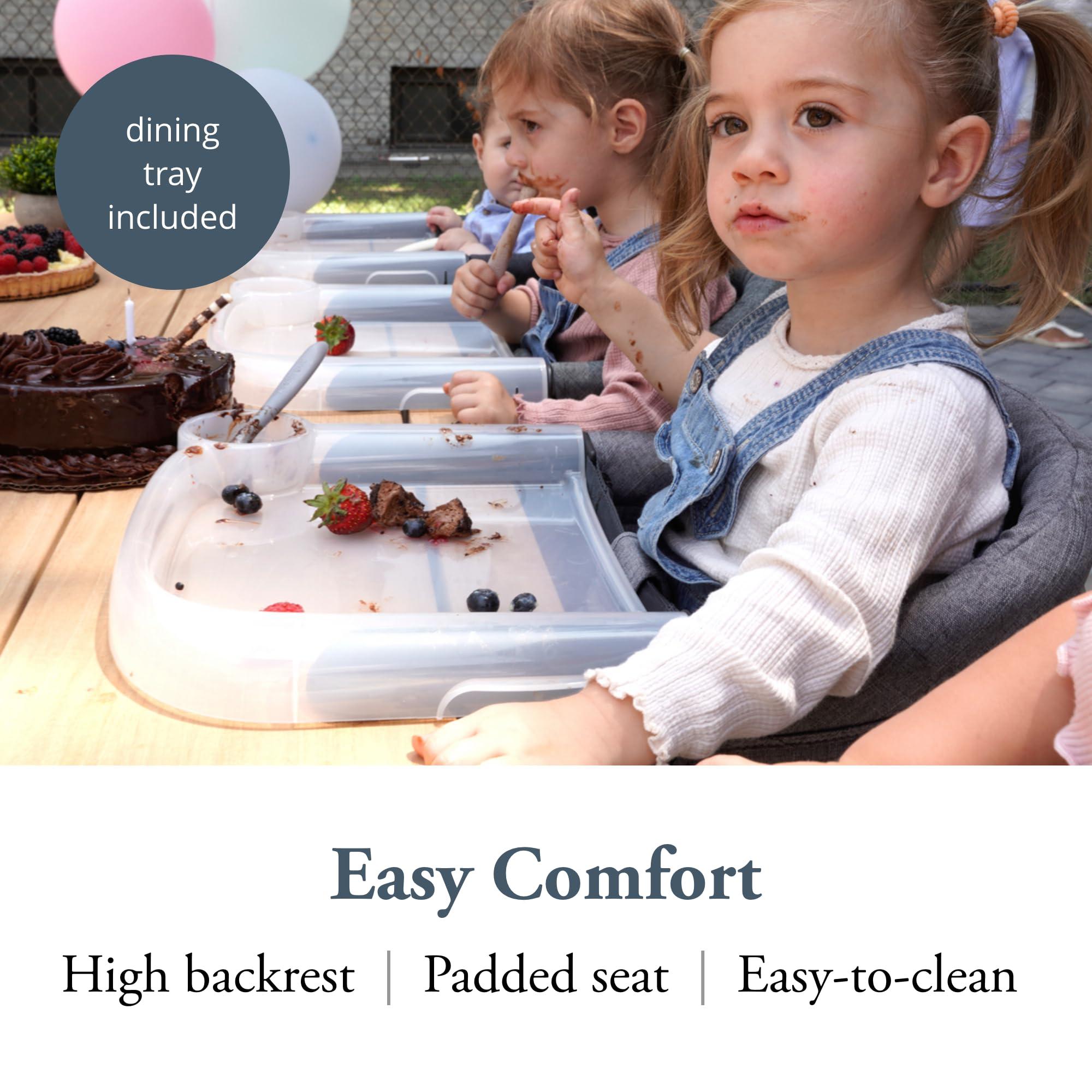 Inglesina Inglesina Fast Table Chair - Stone Gray Melange + Fast Dining Tray - Portable High Chair for Baby Toddlers Infant, 6-36 Months - Fits Tables 0.8'' to 3.5'' - Collapsible Design - Carry Bag Included