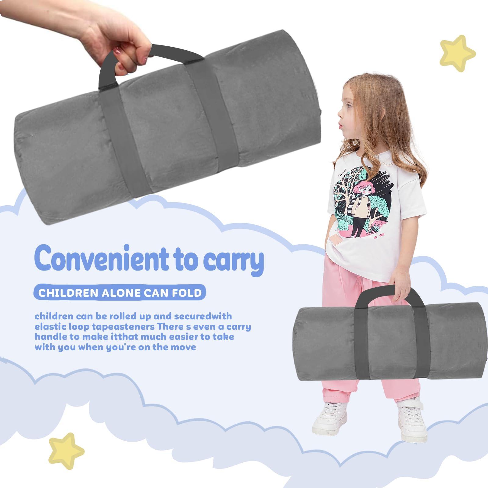 Evulum Custom Nap Mat for Daycare Toddler Boys - Sleeping Bag for Kids Nap Mats with Pillow Blanket for Preschool Kindergarten, Personalized Name Easy Carry Nap Sack Baby Blue Baseball