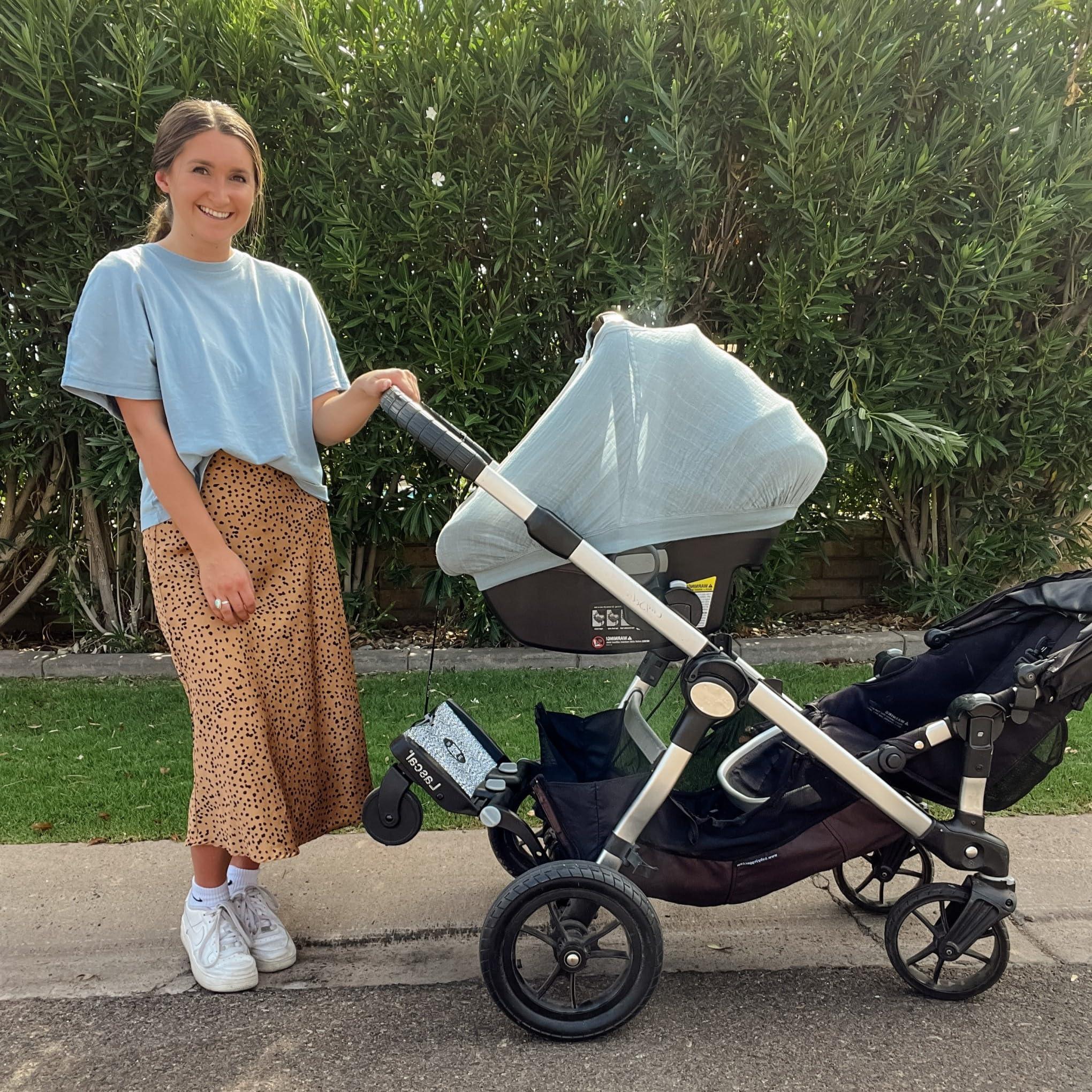 Lascal Lascal BuggyBoard Mini Universal Stroller Board, Fits 90% of Strollers, Compatible with UPPAbaby, Bugaboo, No Need for a Double Stroller for Infant and Toddler, Max Weight 66 lbs, Leopard