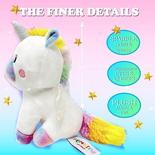 Pomkinz Unicorns Gifts for Girls Unicorn Stuffed Animals for Girls- Unicorn Toys for Girls Age 3 4 5 6 7 8 Year Old Little Girl Toys Plushies Stuffed Animal Plush Squishies Rainbow Toy Purse Little Girl Gifts