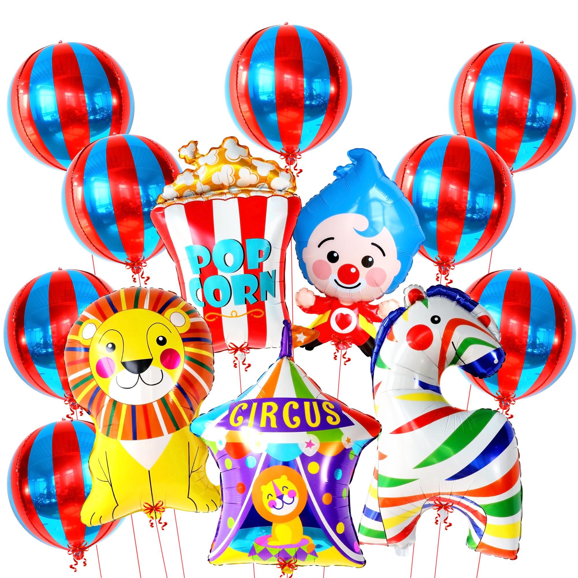 KatchOn Red and Blue Carnival Balloons - Pack of 6, Circus Decorations with Circus Balloons for Circus Party Decorations - Pack of 7 | Carnival Theme Party Decorations | Clown Balloons for Circus Decorations