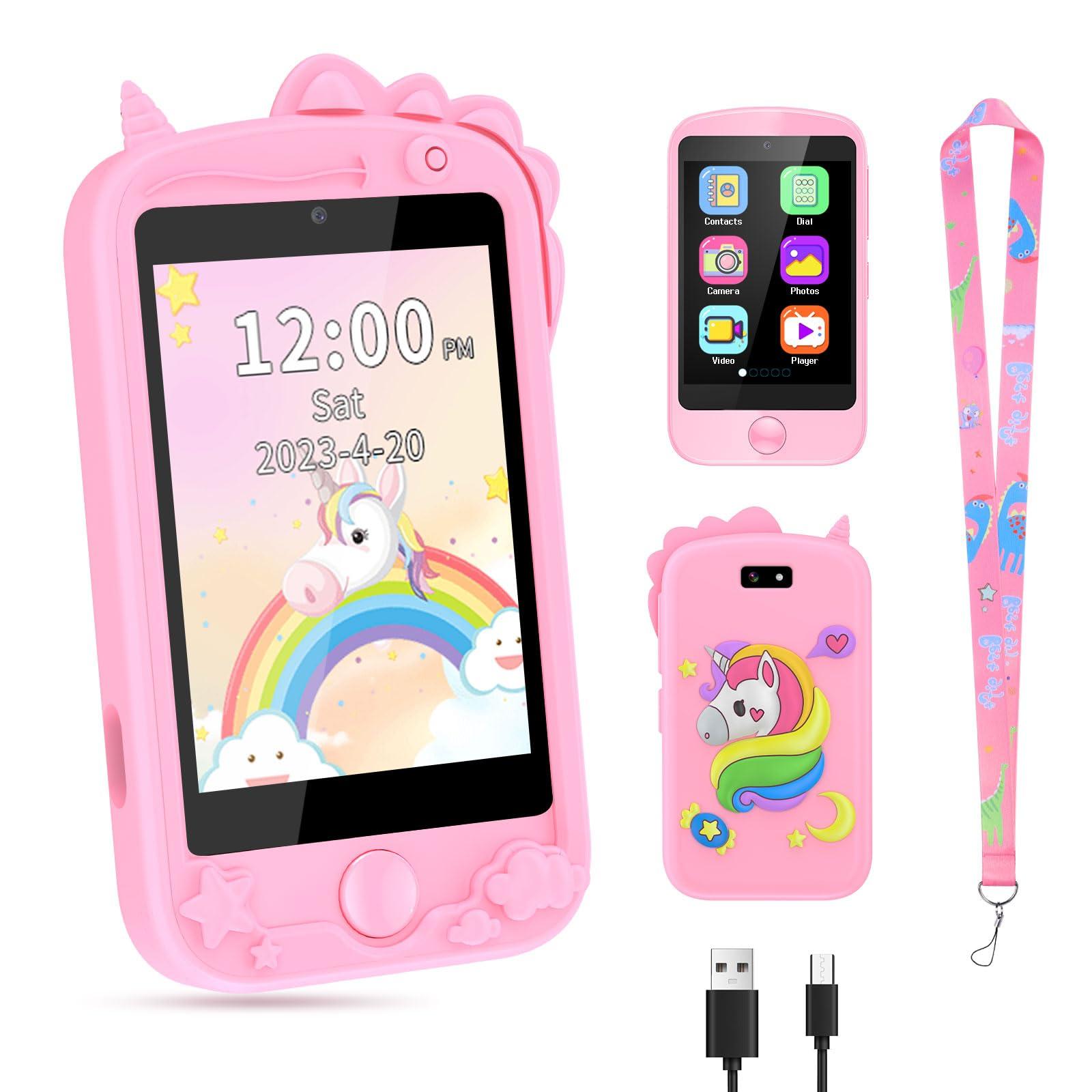 ele ELEOPTION Smart Phone for Kids Toys, Touchscreen Toy Phone for Girls Boys, Kids Phone with Games Interactive Learning Toys for 3 4 5 6 7 8 9 10 Year Old Christmas Birthday Gifts Pink