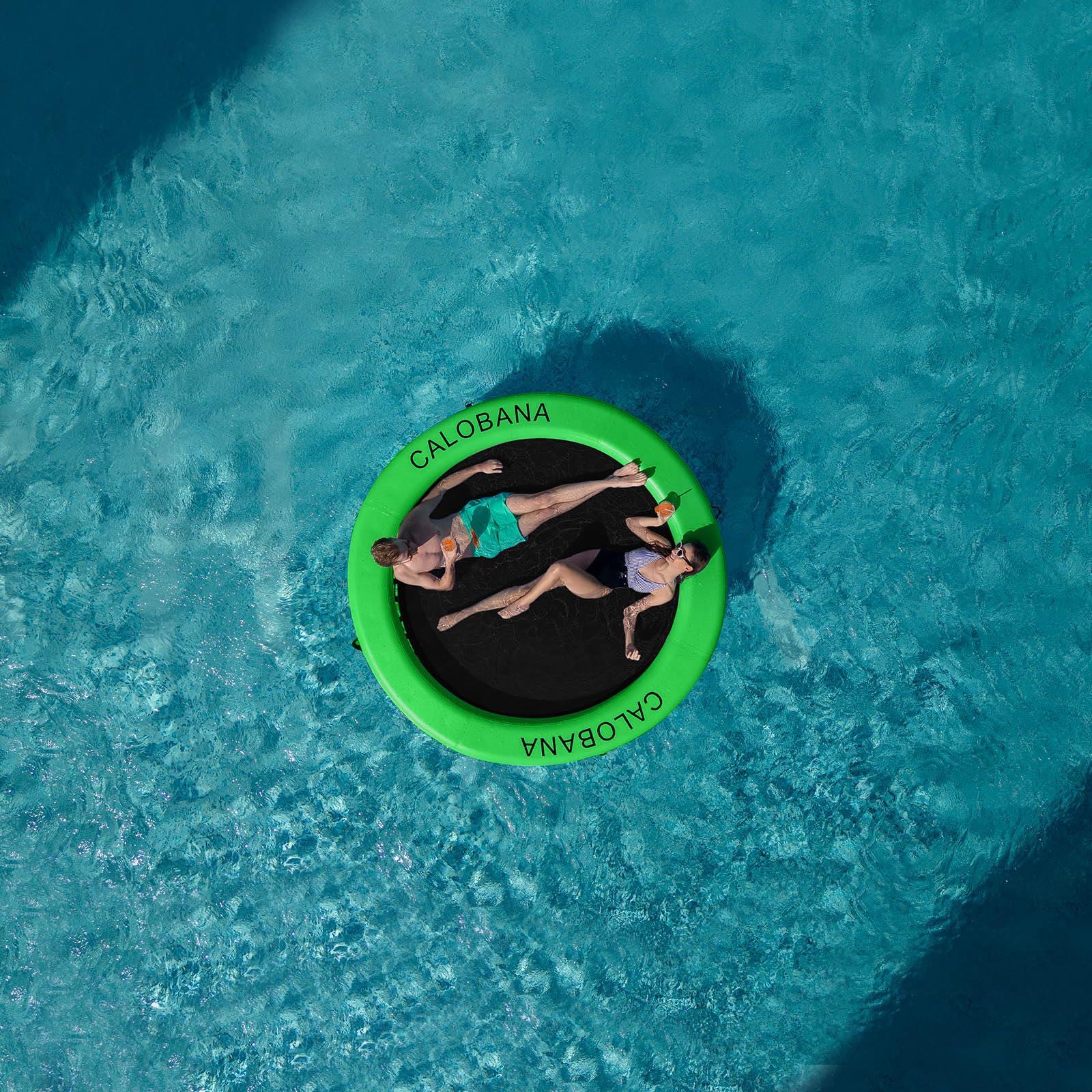 CALOBANA CALOBANA Float Ring 8ft Inflatable Water Hammock Island with Mesh Tanning Pool Lounger Float for Adults Round Floating Mat Raft for Party Multi Person