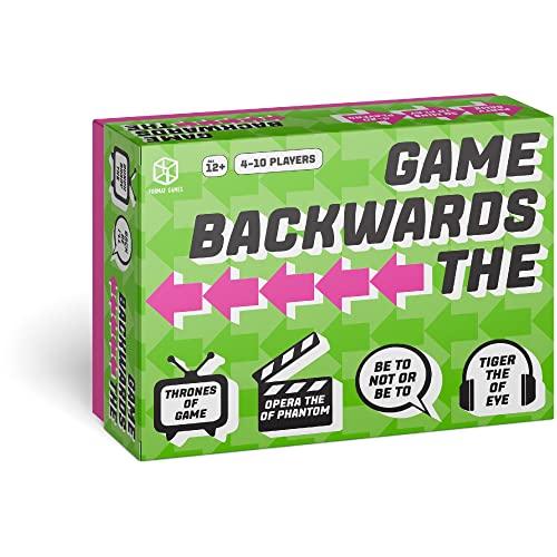 Format Games The Backwards Game - Silly Reverse Challenges and Word Play Fun! Cooperative Party Game, Family Game for Kids & Adults, Ages 12+, 4-10 Players, 30-60 Minute Playtime, Made by Format Games