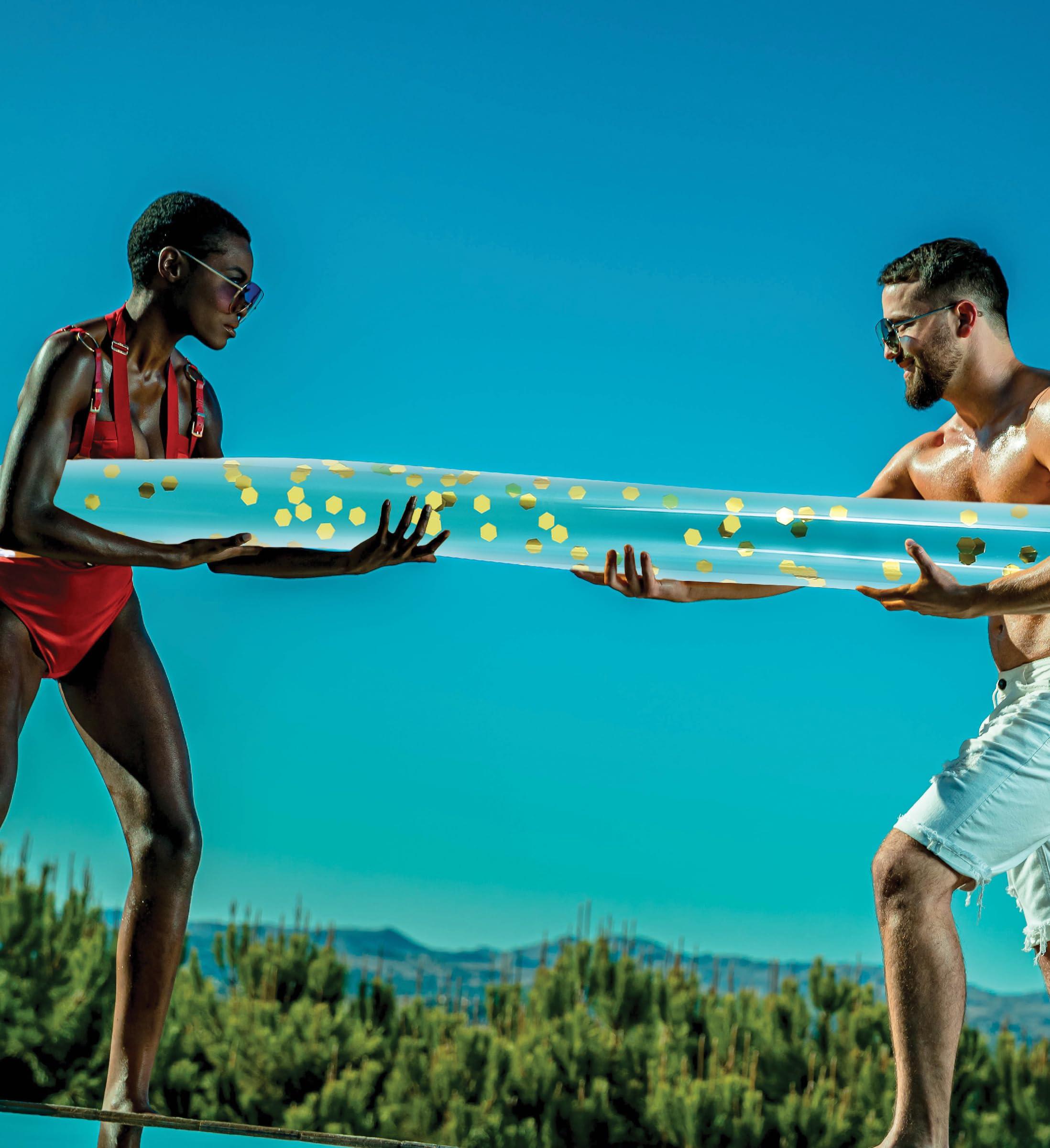 POZA POZA 2 Pack Jumbo Inflatable Pool Noodle Floats - 74-inch Premium Luxurious Giant Pool Noodle Inflatable Floats, Sparkle Blue Gold Glitter Confetti Pool Float Inflatable Noodles for Ocean, Lake, Beach