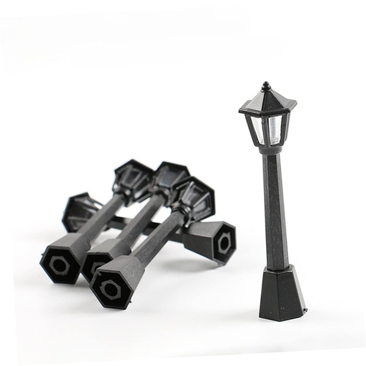 Angoily Angoily 24 Pcs Mini Street Light Mini Street Lamps Post Miniature Christmas Village Railway Train Lamp Model Mini Decor Mini House Fake Street Light Prop Plastic Small Street Light Vintage