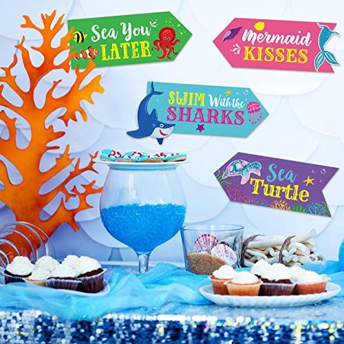 Spakon 20 Pieces Under The Sea Party Decorations Ocean Sea Animal Party signs Ocean Themed Birthday Party decor Baby shower Beach Party Supplies for Boys Girls Kids