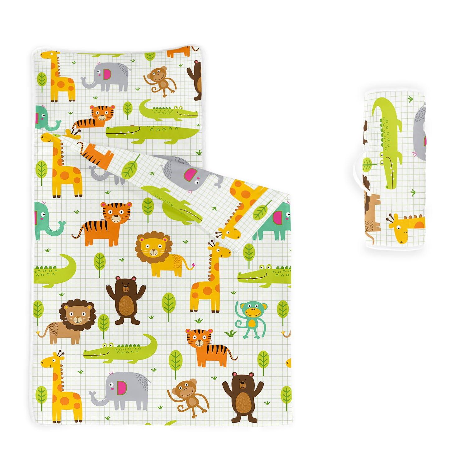 Datura home Datura home Nap Mat -Animal Sleeping Bag with Removable Pillow - Daycare and Sleepovers Preschool Kindergarten Bedding Set for Kids Toddler Boys Girls(Animal1 Standard)