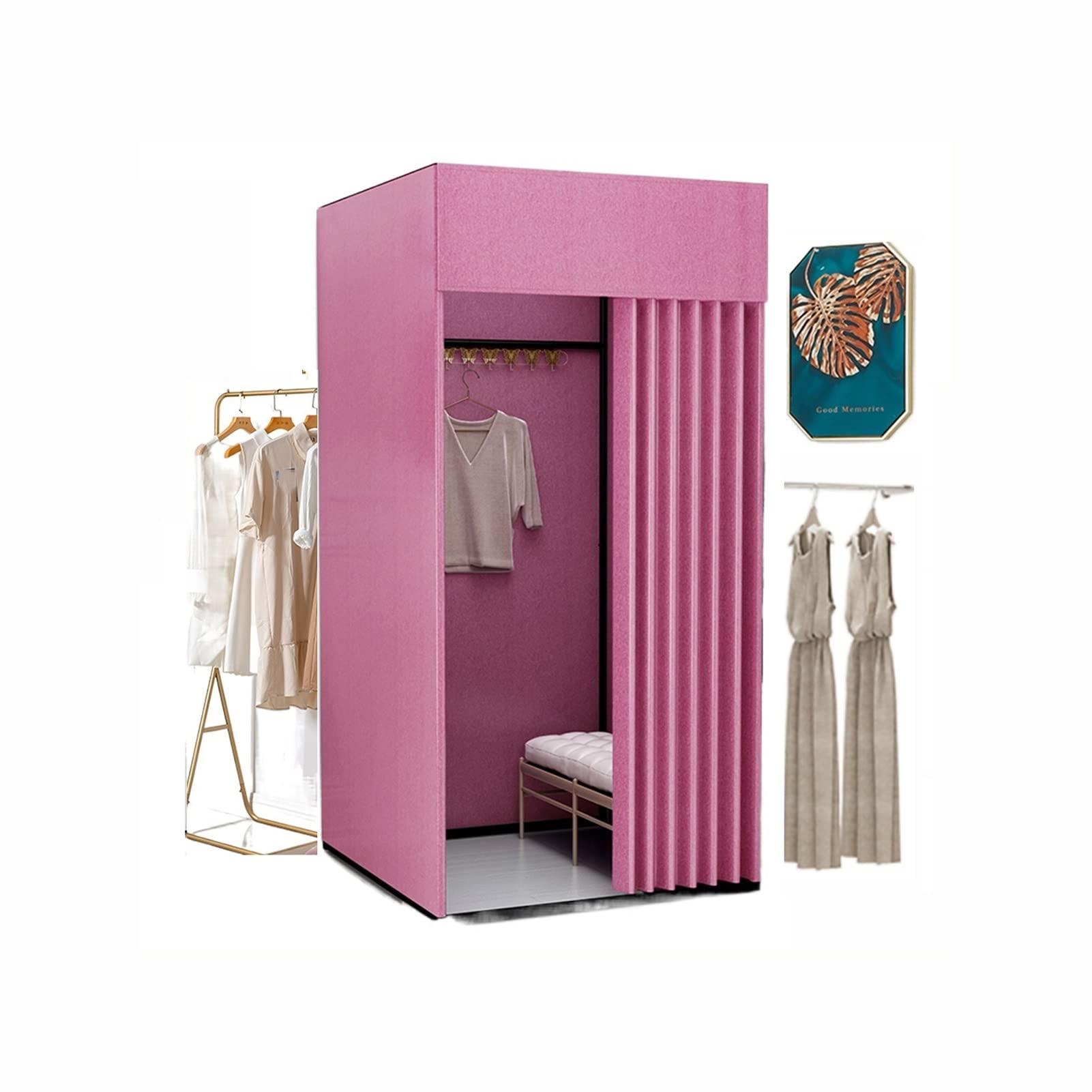 YXYECEIPENO Portable Changing Room, Room Dividersportable Dressing Room Easy-to-move Cloakroom To Showcase Dressing DIY Makeshift Fitting Room With Blackout Curtains And Hooks ( Color : F , Size : 80x80x200cm )