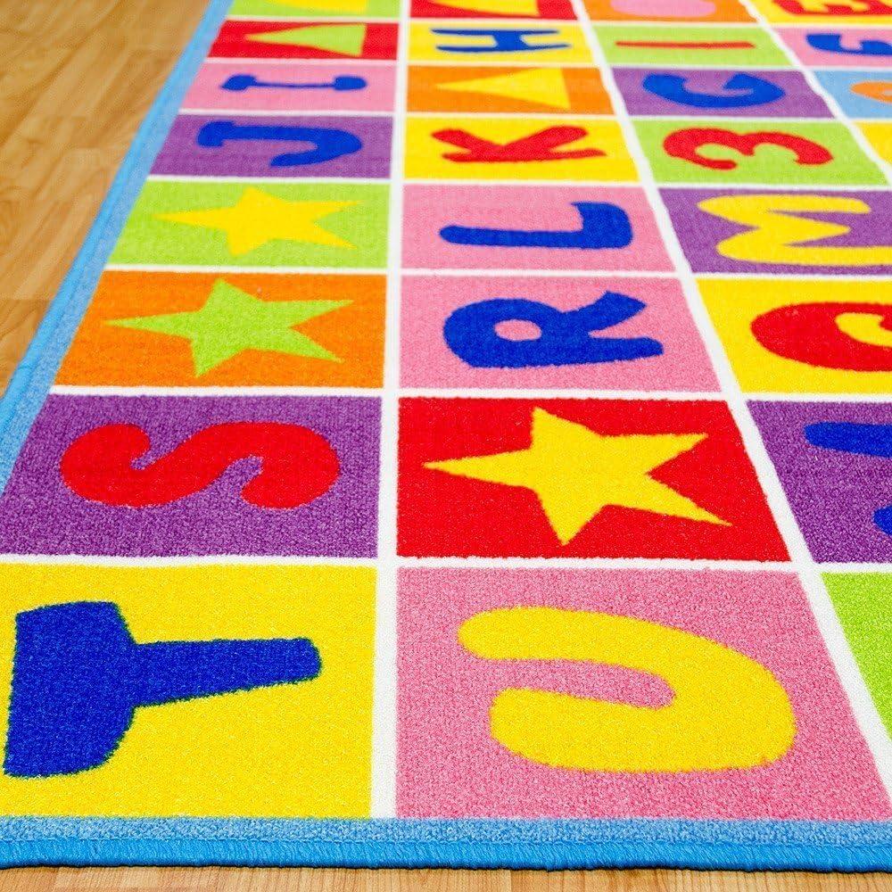 champion rugs champion rugs Kids/Baby Room Area Rug Abc's Alphabet Letters Numbers Fun Educational Sit Spot Shapes Non-Slip Gel Back Bright Colorful Vibrant Colors (5 Feet X 8 Feet)