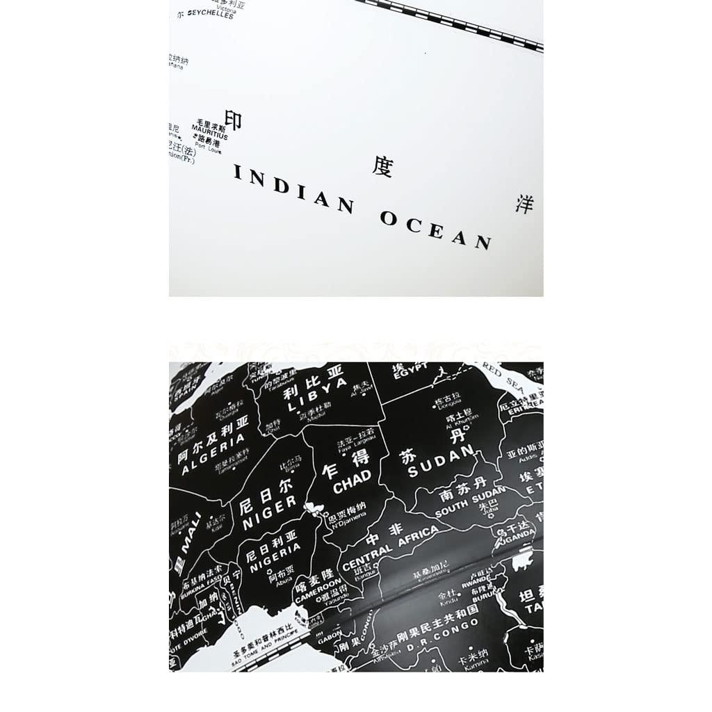 ZAJ ZAJ 10\'\' Black & White World Globe W/Metal Arc & Wooden Base 25cm Illuminated Globe of The World Build in LED Night Light for Office