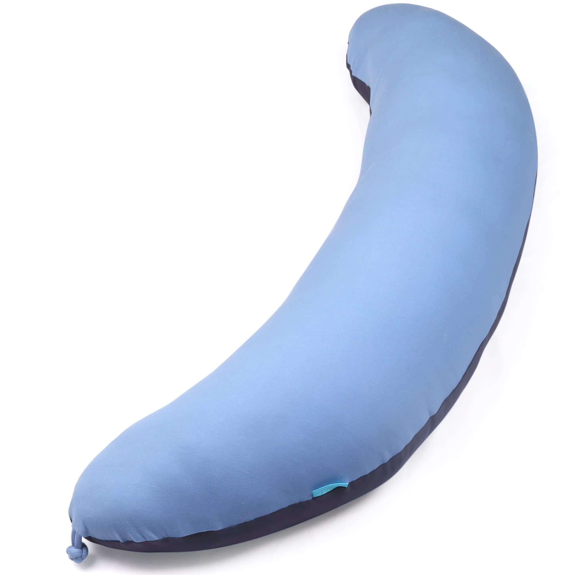 BYRIVER BYRIVER 43" Long C Shaped Body Pillow for Adults Men Women, Side Sleeper Pillow for Neck Shoulder Back Pain Relief, Cooling Post Sugery Pillow Pregnancy Pillow, Blue Black Washable Pillowcase (XL)