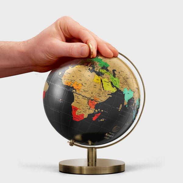 Luckies of London Ltd Luckies - Scratch Map World Globe | Scratch Off World Map | Globes For Adults | Scratching Off Maps & Travel Maps | Desk Gadgets For Men & Desk Decor | Travel Gifts Men | Small Globe