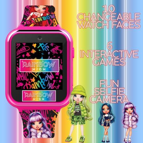 Accutime Accutime Kids Rainbow High Educational Learning Touchscreen Pink Smart Watch Toy with Multicolor Strap for Girls, Boys, Toddlers - Selfie Cam, Games, Alarm, Calculator, Pedometer (Model: RNB4017AZ)