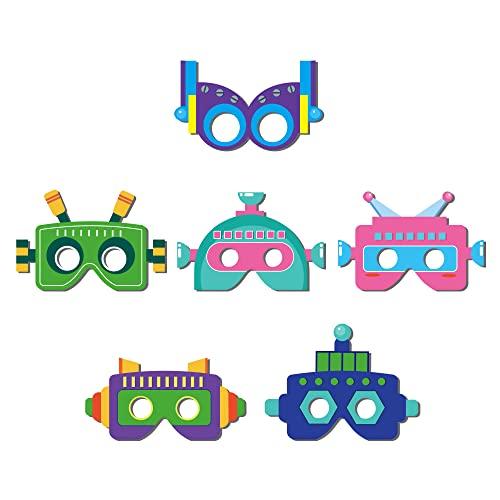 Lide Road 12 PCS Robot Paper Masks Robot Birthday Party Cosplay Masks for Birthday Party Bots Party Supplies Gift Robots Party Favor Birthday Cosplay Dress up Costumes for Kids Boy Girl Party Favors