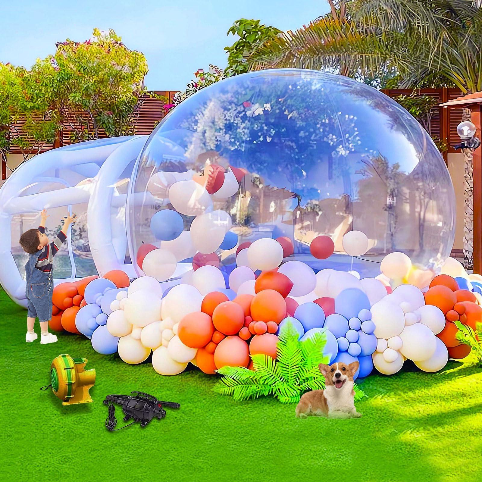 EJIA Inflatable Bubble House for Kids, Clear Inflatable Bubble Dome Tent with 680W Blower & Pump,Transparent PVC Bubble House for Commercial Outdoor Backyard Garden
