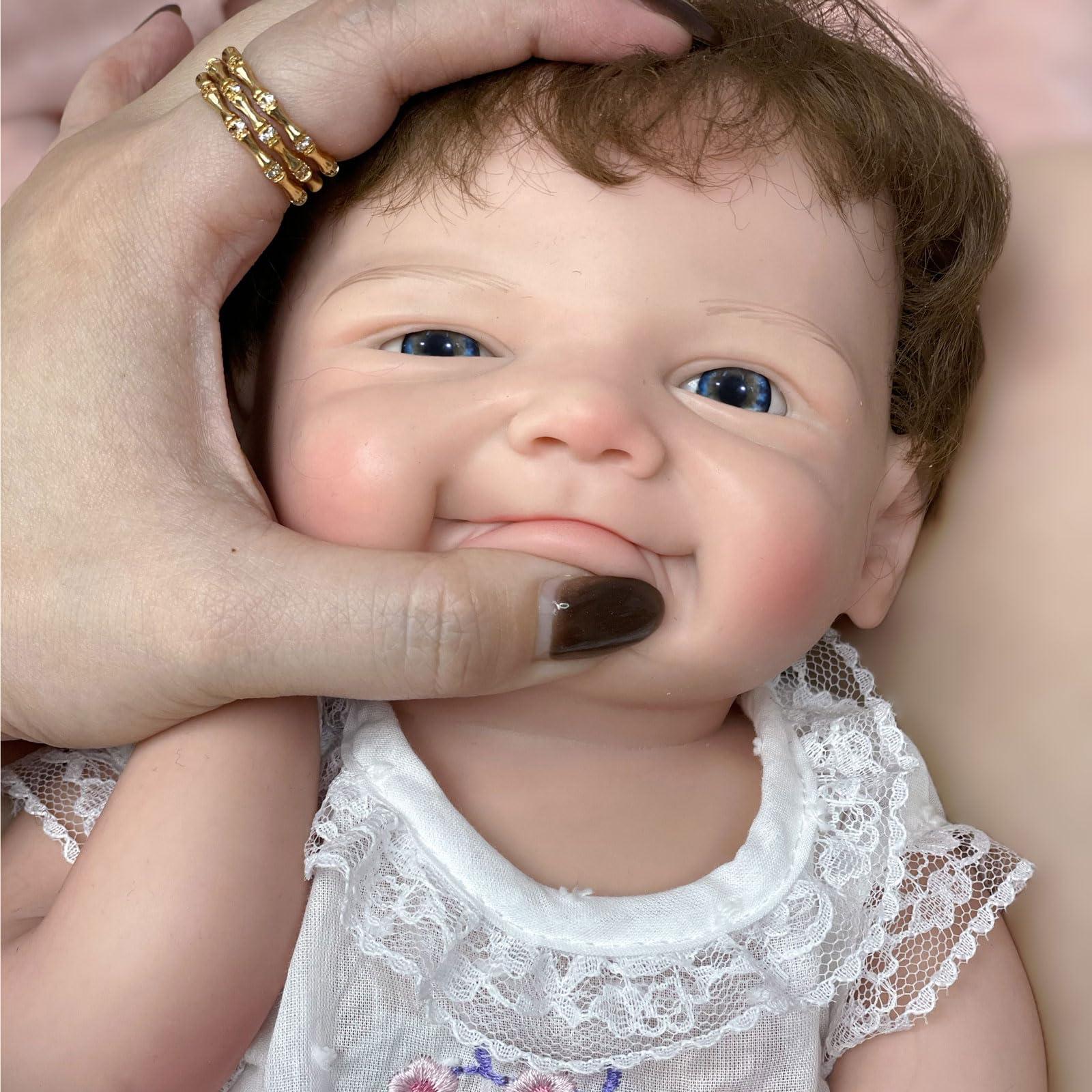 Gileutay Gileutay 18 inch Flexible Full Solid Silicone Reborn Doll with Rooted Hair Girl Lifelike Baby Doll That Look Real Newborn Babies Handmade Toy for Toddler