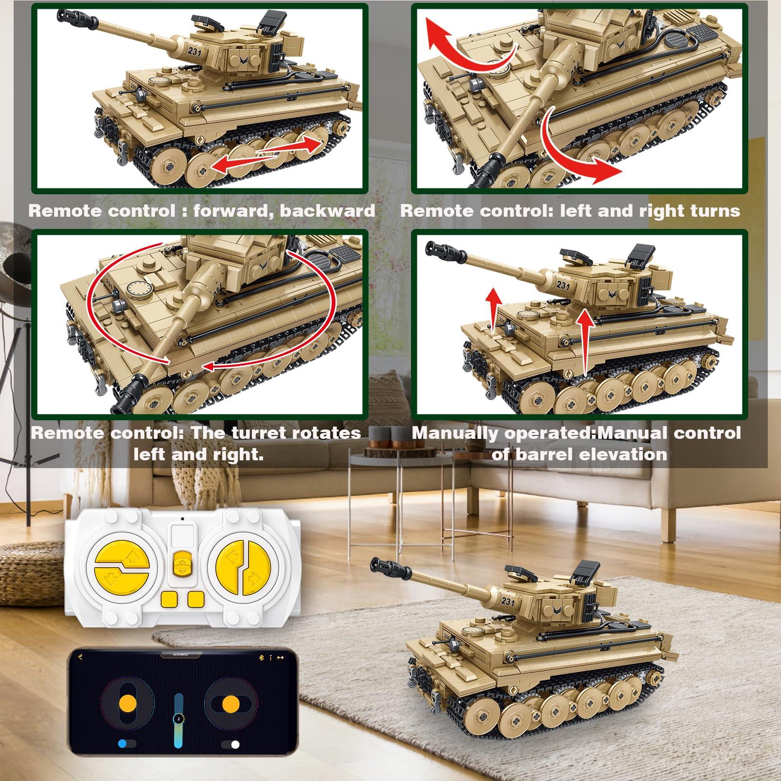 BestMoment BestMoment Military Tiger RC Tank Building Toys -993 PCS WW2 Army Military Toys Building Blocks for Adults, World of Tanks Building Set for Sons Grandchildren Nieces Nephews Christmas & Birthday Gift