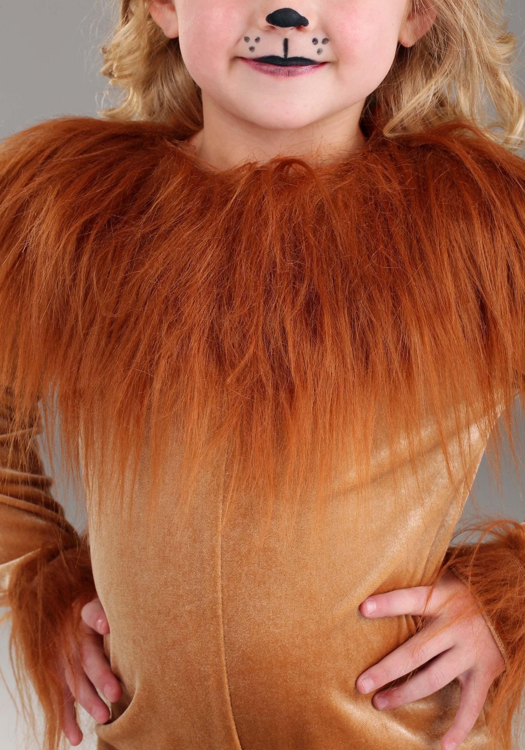 FUN Costumes Girls Toddler Fierce Lion Costume | Faux Fur Jumpsuit With Lion Mane And Tail For Halloween Or Dress Up