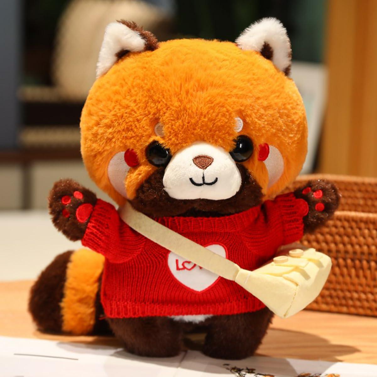 Silliya Silliya Red Panda Plush Toy, Kawaii Red Panda Plush with 2 Accessories, Cute Stuffed Animals with Bag & Outfits, Cute Plushies for Kids Boys Girls Birthday Gift Ideas