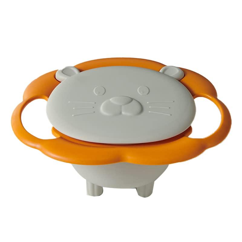 Airshi Spill Bowl 360 Degree Rotation Shatter Resistant Magic Bowl for Outdoor Home for Toddlers (White)