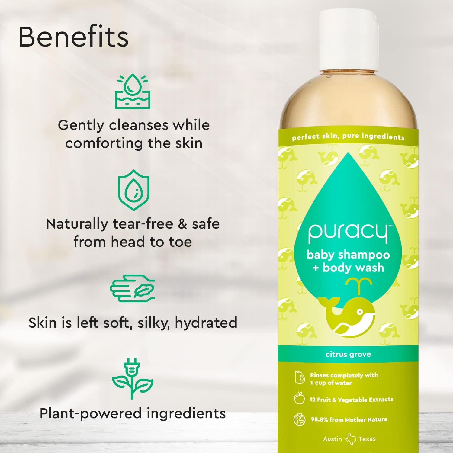 Puracy Puracy Shampoo & Body Wash for Children, Gently Scented Natural Baby Wash for Sensitive Skin, Plant-Based Baby Shampoo and Daily Bath Soap, Nourishes & Protects, 12 Ounce