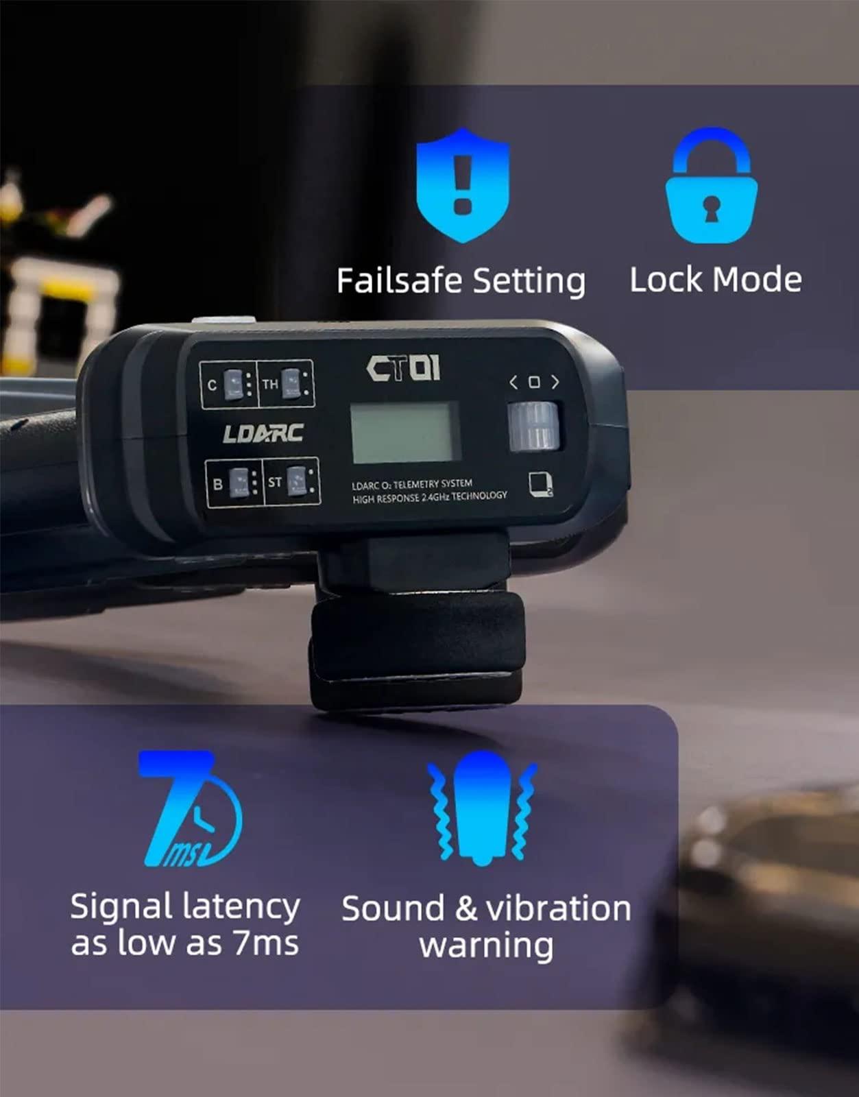 ZKSJ ZKSJ LDARC 8-Channel CT01 Remote Control Radio Transmitter and Receiver 2.4Ghz 400-Meter Signal Range Equipped with LCD Display Suitable for RC Cars/Truck/Crawler/Boats/Airplanes(Grey)