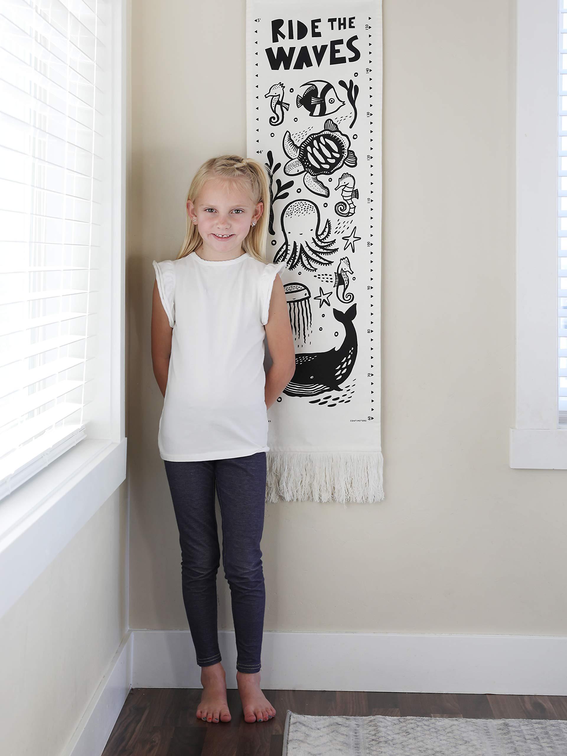 Wee Gallery Wee Gallery Ocean Canvas Growth Chart - Wall Hanging Height Chart for Kids Made with Sustainable Organic Fabric - Stylish Child's Room Decoration - (44x13 Inches)