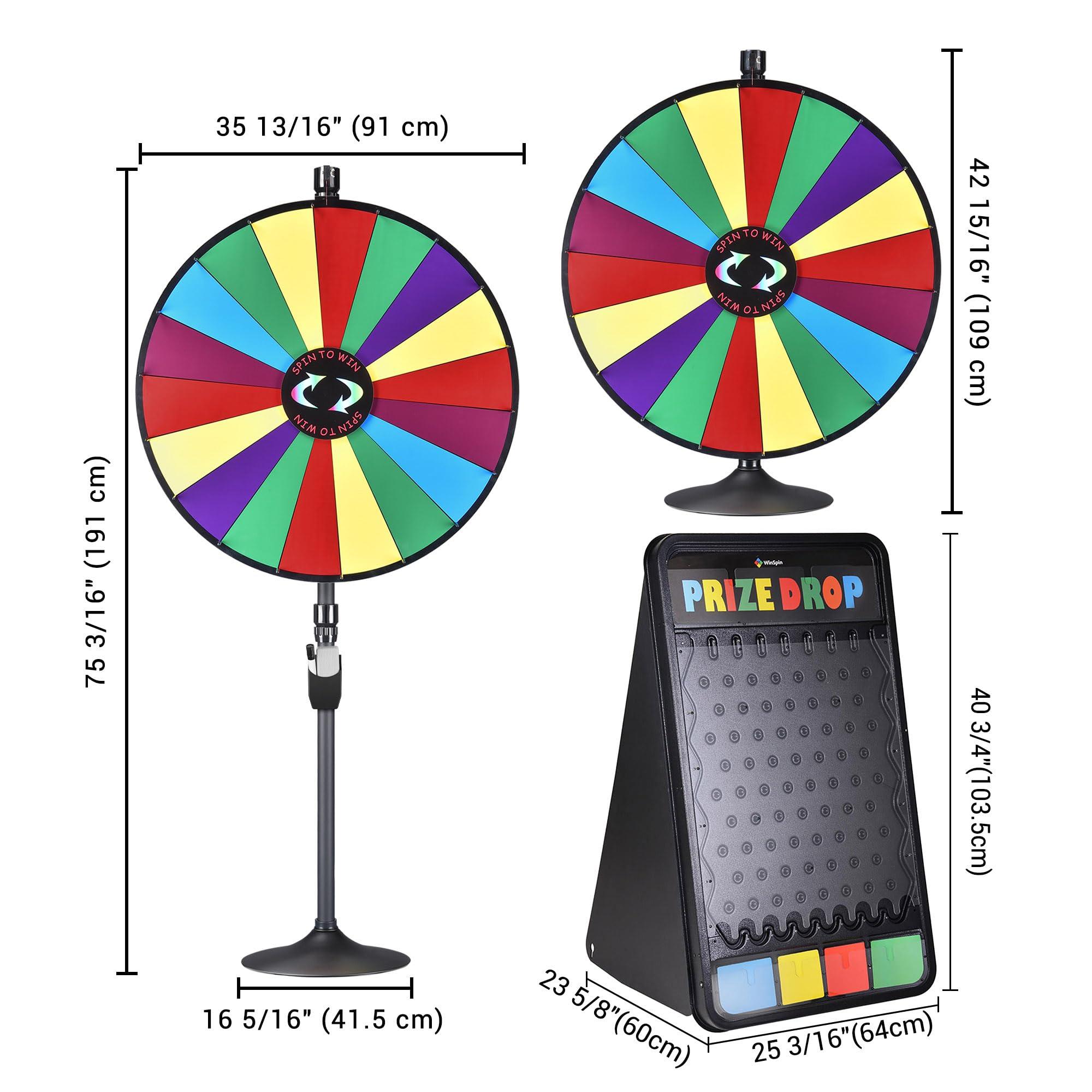 WinSpin WinSpin 36\" Prize Wheel 12 Slots Dual Use Spinning Wheel and 41x25 Prize Drop Game Board w/LED Light for Party Tradeshow