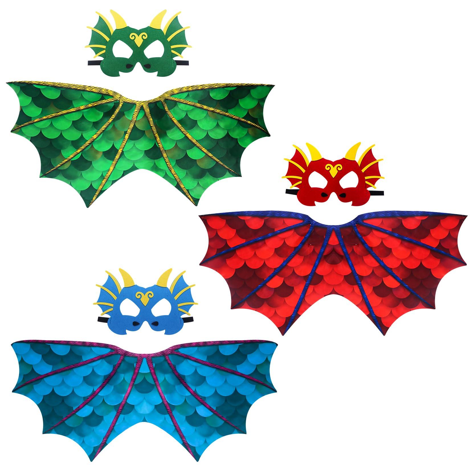 Creatoy Creatoy Dragon-Wings bulk Kids Dress-Up Costume for Boys Girls Dinosaur Cape with dragon masks Toddler Dragon Party decorations Birthday Gifts Halloween Supplies