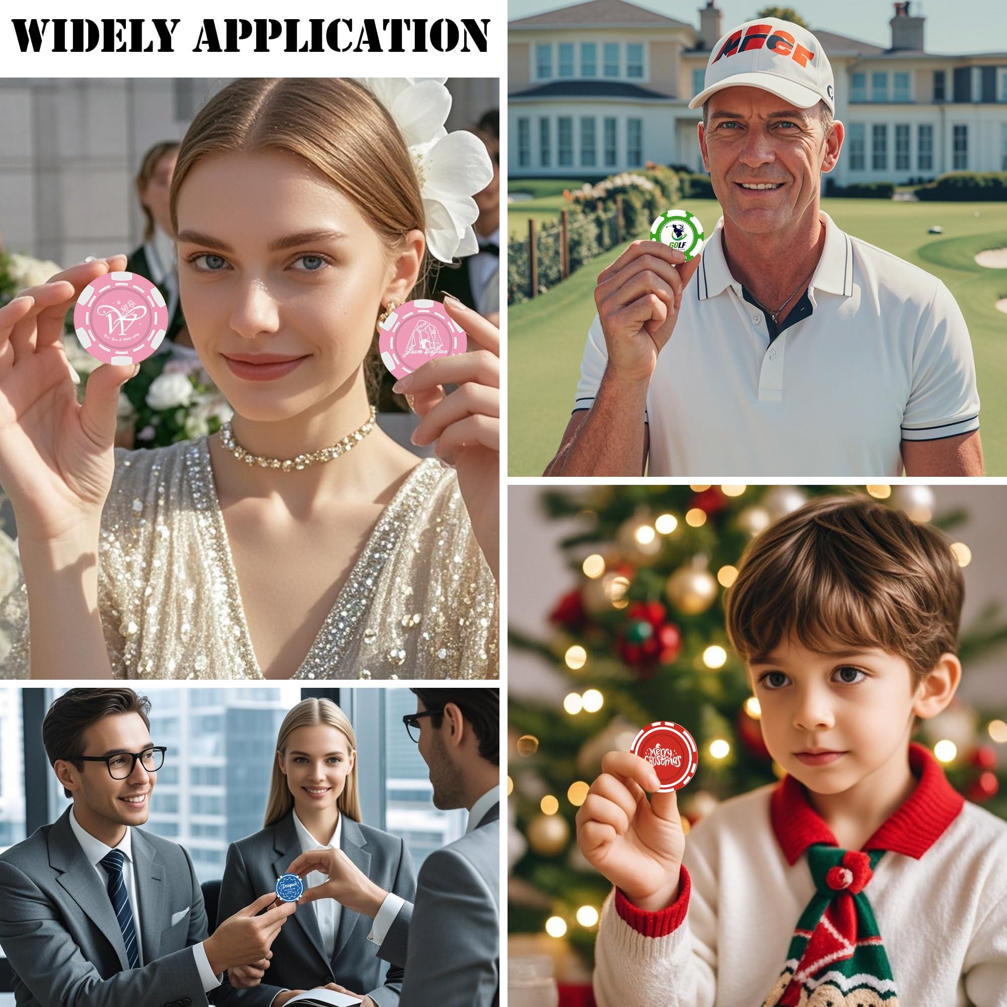 MANBATTLE 100 Custom Poker Chips, Drink Token Chips Imprinted with Personalized Logo, Image or Text, Double Sided Full Color Print Custom Tokens for Bars, Party, Poker Games or Casino Night (Rose Red)