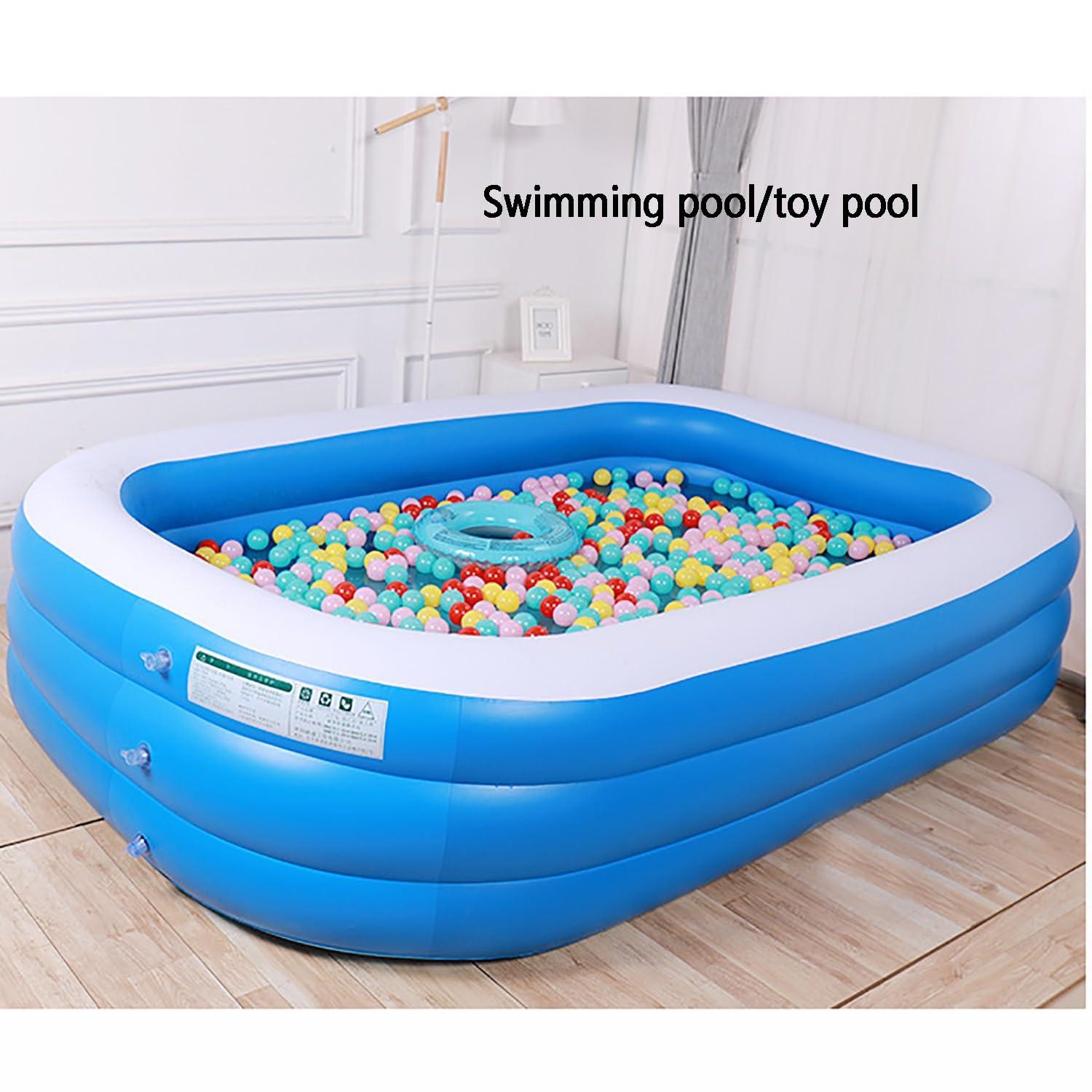 HSPLXYT Inflatable Pool/Large Rectangular Swimming Pool, Kiddie Pools, Thickened Outdoor Pool for Garden Backyard ToddlersVarious Functions, Ball Pool, Sand Pool, Fishing Pool(Size:2.6m)