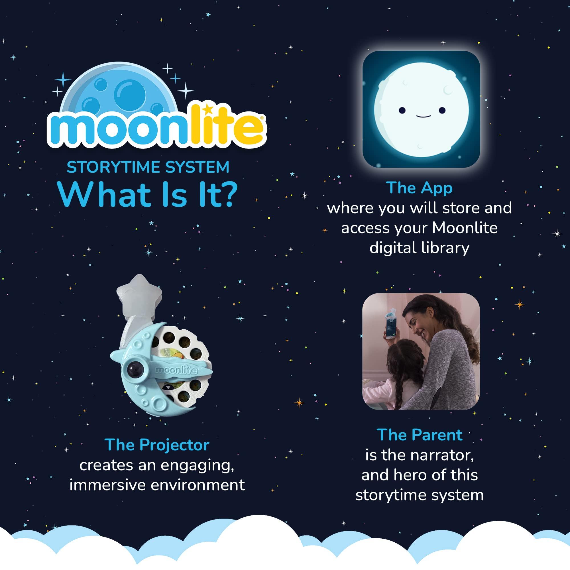 Moonlite Moonlite Storytime Mini Projector with 4 Classic Disney Stories, A Magical Way to Read Together, Digital Storybooks, Fun Sound Effects, Learning Gifts for Kids Ages 1 and Up