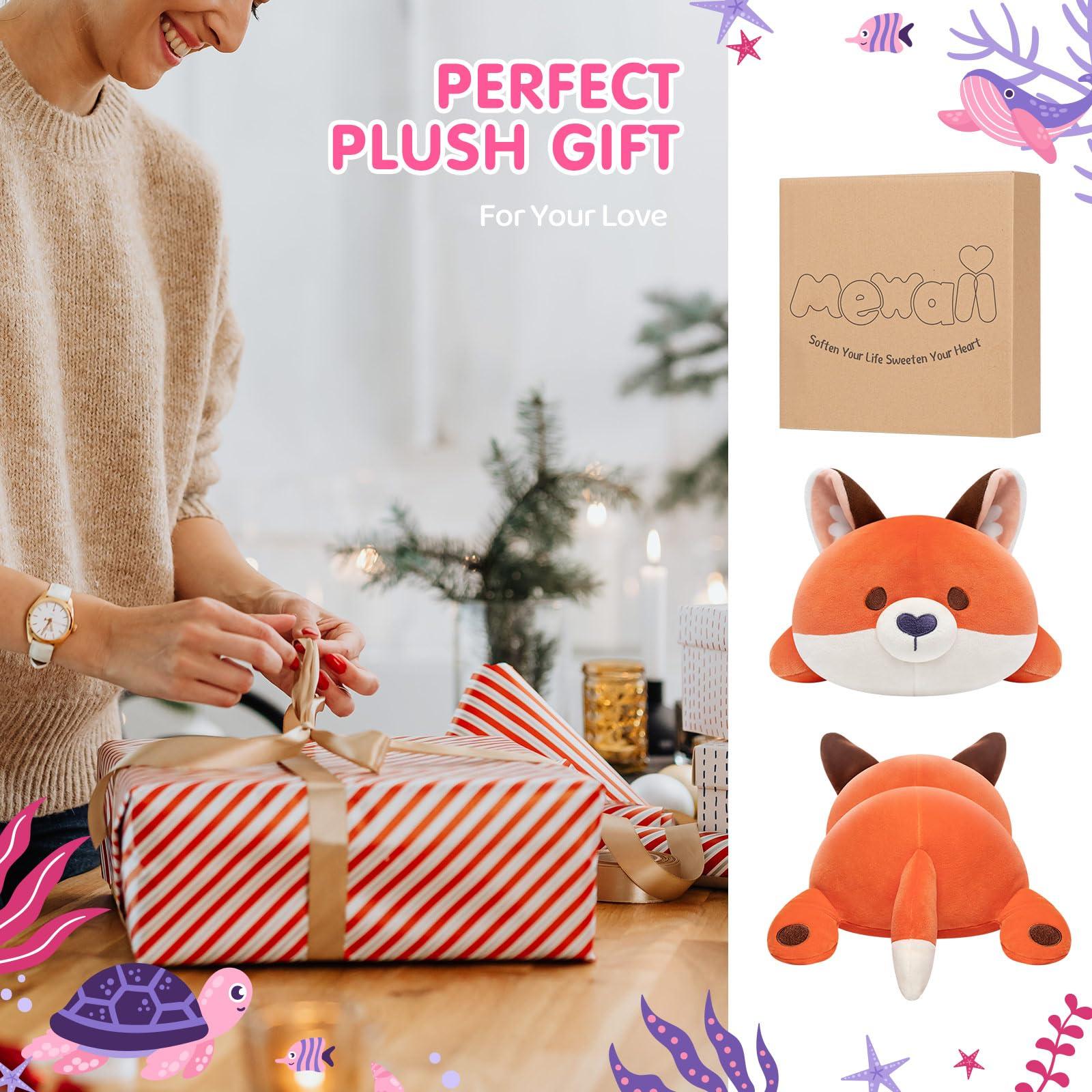 Mewaii Mewaii Cute Fox Plush Pillow, Kawaii Plushies Red Fox Stuffed Animals, Squishy Plushies, Cuddle Plush Pillow for Boys & Girls