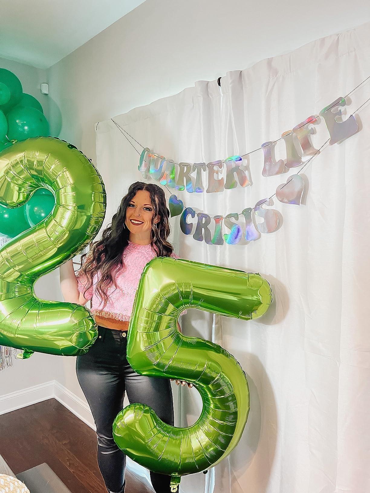 Mluchee Number 5 Balloon 40 Inch Minecraft Birthday Decorations Light Green Big Number Balloons, Five Year Old Balloon Decorations, 5 15 Number Balloons Dinosaur Jungle Safari Party Supplies