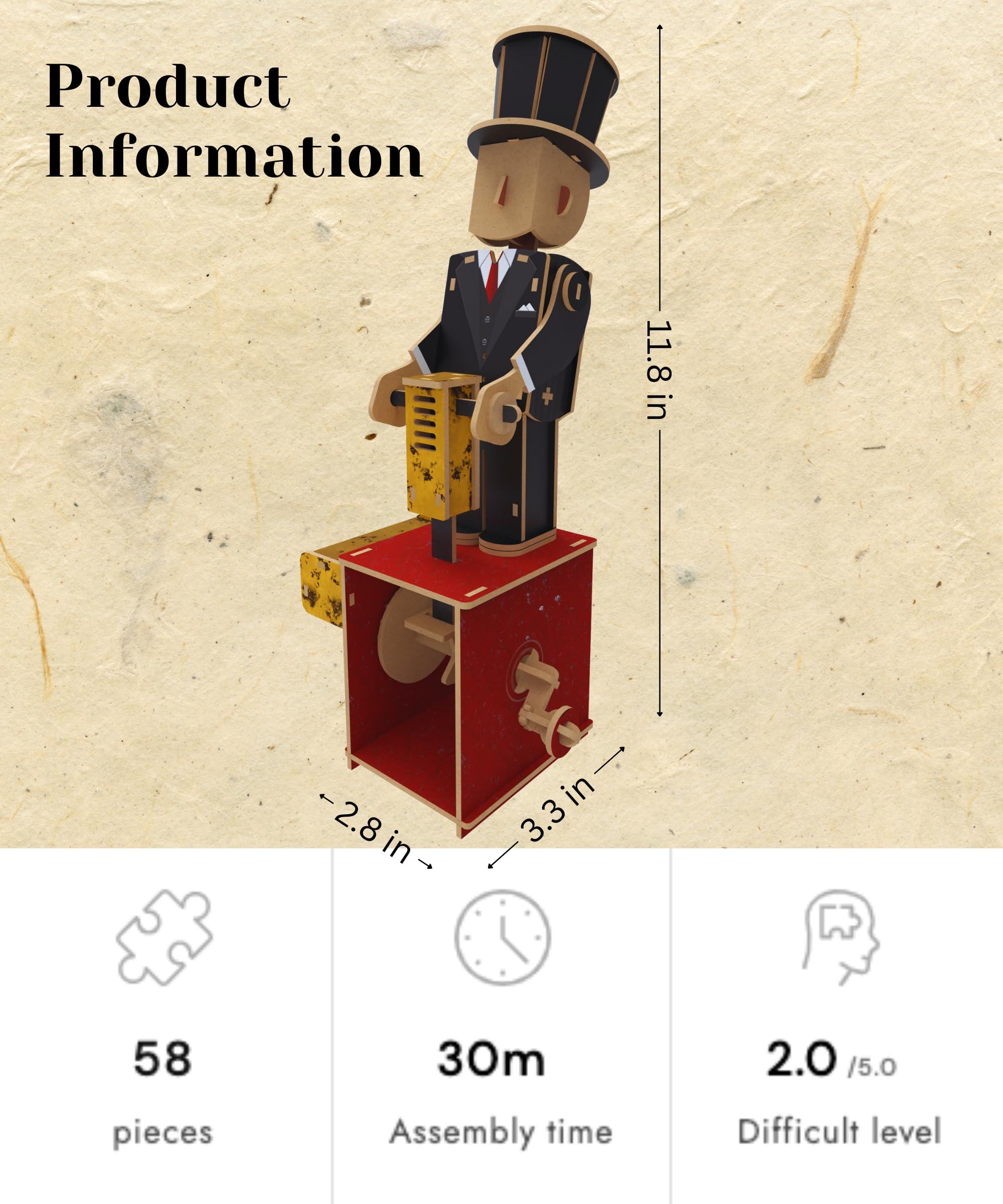 ilo ilo il 3D Wooden Puzzles - DIY Mechanical Puzzle Model Kit for Adults & Teens, Building Sets for Kids 14+, Educational STEM Brainteaser Craft, Unique Gift Idea & Dcor, Gentleman Jack, Medium